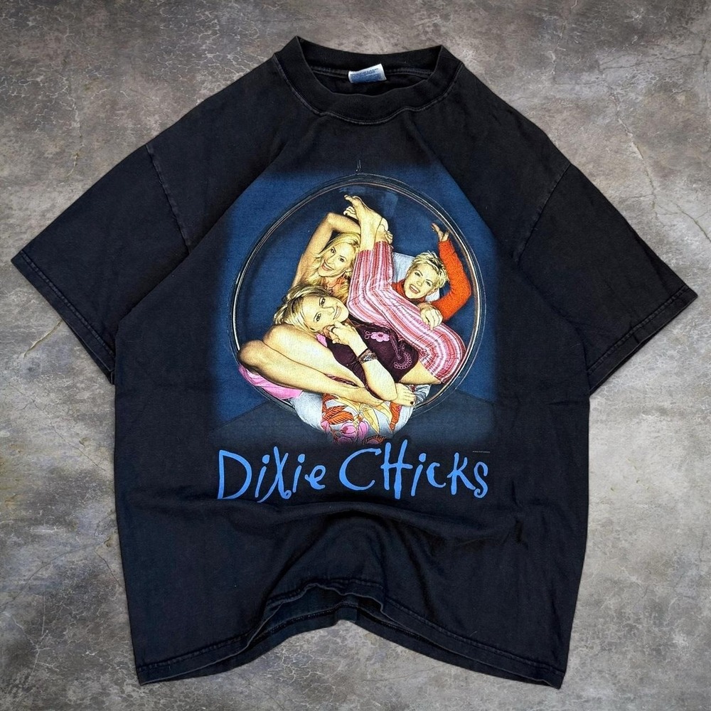 Vintage Dixie Chicks Fly Tour Faded Black Graphic Tee Adult Large Country Y2K